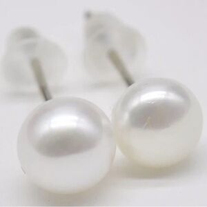 Elegant White Pearl Stud Earrings